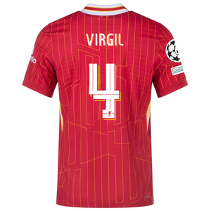 Nike Liverpool Match Authentic Virgil van Dijk Home Jersey w/ Champions League Patches 24/25 (Gym Red/Chrome Yellow)