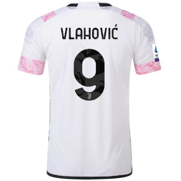 adidas Juventus Authentic Vlahovic Away Jersey w Serie A Patch 23 24 White