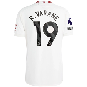 adidas Manchester United Raphael Varane Third Jersey w/ EPL + No Room For Racism Patches 23/24 (Cloud White/Red)