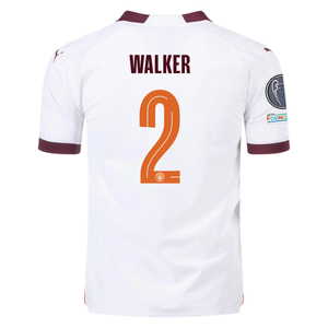 Puma Manchester City Authentic Kyle Walker Away Jersey w/ Champions League + Club World Cup Patches 23/24 (Puma White/Aubergine)