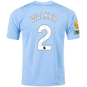Puma Manchester City Kyle Walker Home Jersey w/ EPL + No Room For Racism Patches 23/24 (Team Light Blue/Puma White)