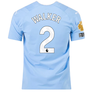 Puma Manchester City Authentic Kyle Walker Home Jersey w/ EPL + No Room For Racism Patches 23/24 (Team Light Blue/Puma White)