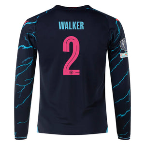 Puma Manchester City Kyle Walker Third Long Sleeve Jersey w/ Champion Leagues + Club World Cup Patch 23/24 (Dark Navy/Hero Blue)