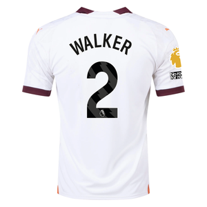Puma Manchester City Kyle Walker Away Jersey w/ EPL + No Room For Racism Patches 23/24 (Puma White/Aubergine)