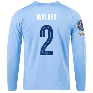 Puma Manchester City Kyle Walker Home Long Sleeve Jersey w/ Champions League + Club World Cup Patches 23/24 (Team Light Blue/Puma White)