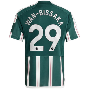 adidas Youth Manchester United Aaron Wan-Bissaka Away Jersey 23/24 (Green Night/Core White/Active Maroon)