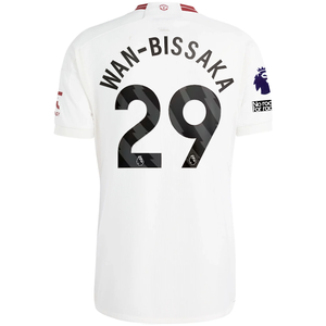 adidas Manchester United Aaron Wan-Bissaka Third Jersey w/ EPL + No Room For Racism Patches 23/24 (Cloud White/Red)