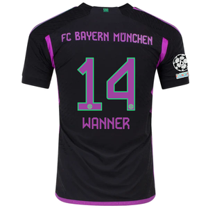 adidas Bayern Munich Authentic Paul Wanner Away Jersey w/ Champions League Patches 23/24 (Black)