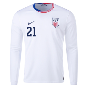 Nike United States Timothy Weah Long Sleeve Home Jersey 24/25 (White)