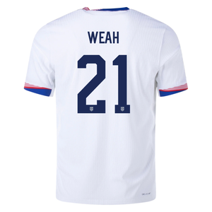 Nike Mens United States Authentic Timothy Weah Match Home Jersey 24/25 (White/Obsidian)