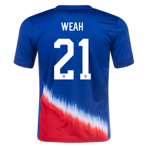 Nike Mens United States Timothy Weah Away Jersey 24/25 (Old Royal/Sport Red)