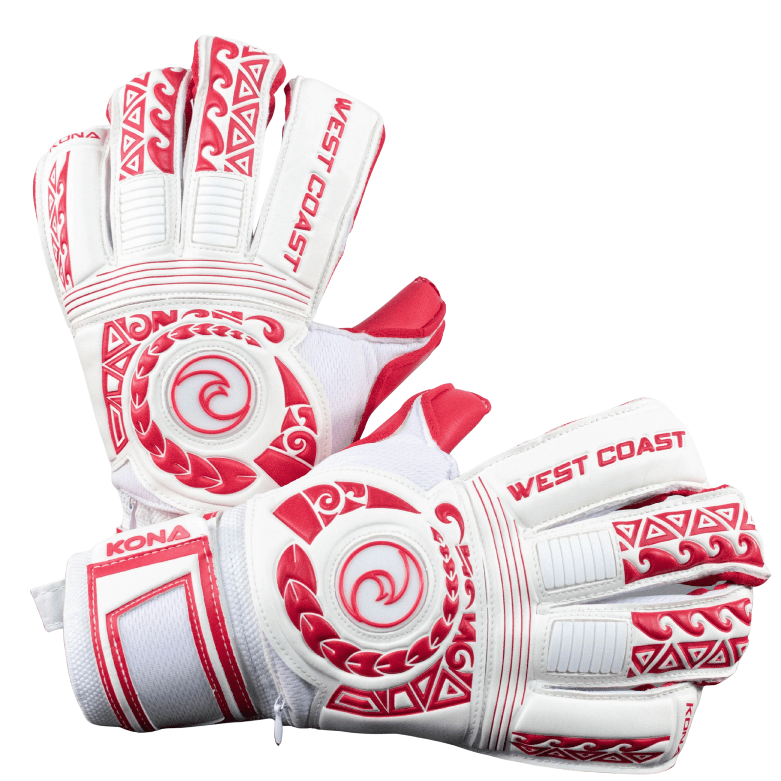West Coast Kona Crimson Goalkeeper Gloves (White/Red) | SoccerWearhouse