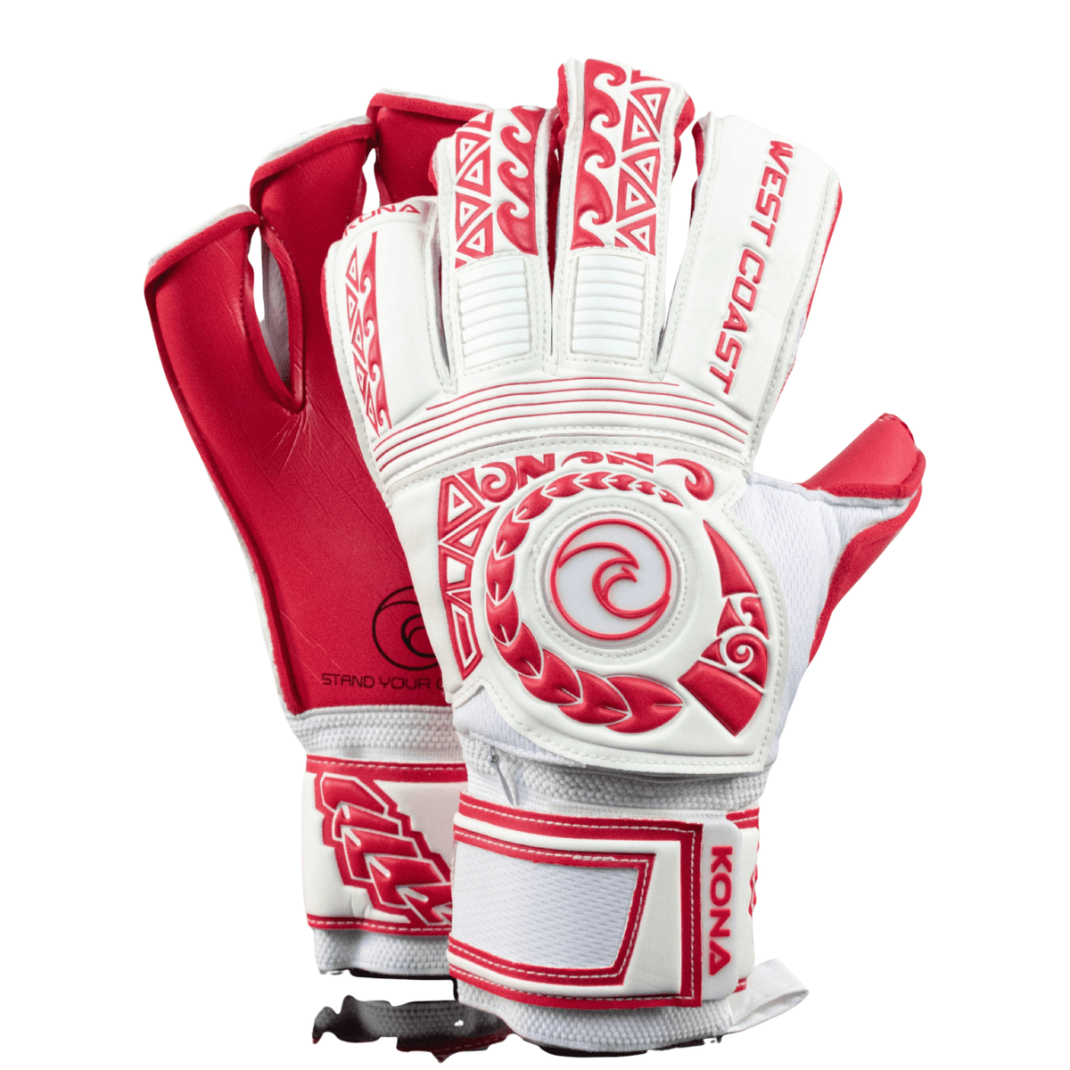 West Coast Kona Crimson Goalkeeper Gloves (White/Red) | SoccerWearhouse