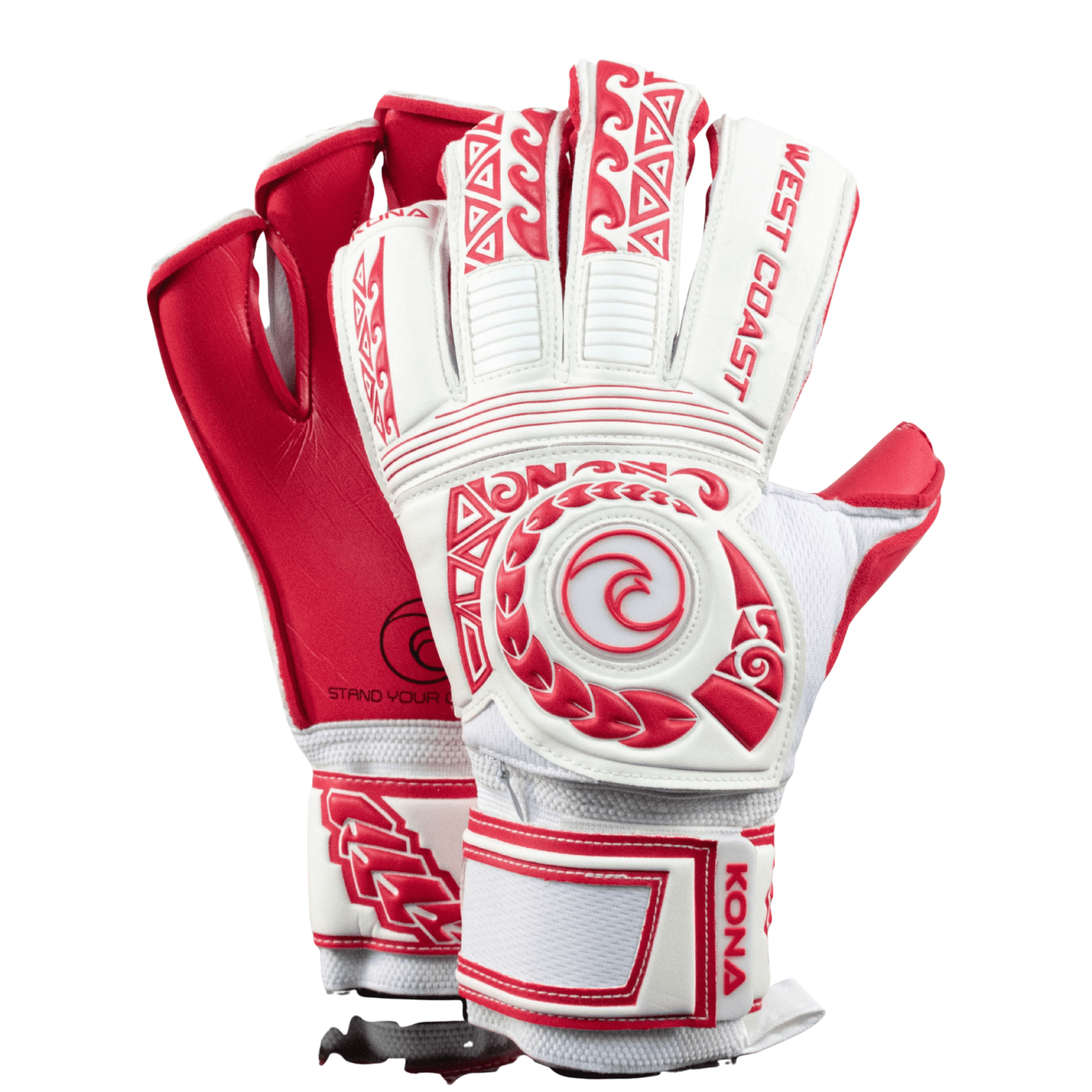 West Coast Kona Crimson Goalkeeper Gloves (White/Red) | SoccerWearhouse