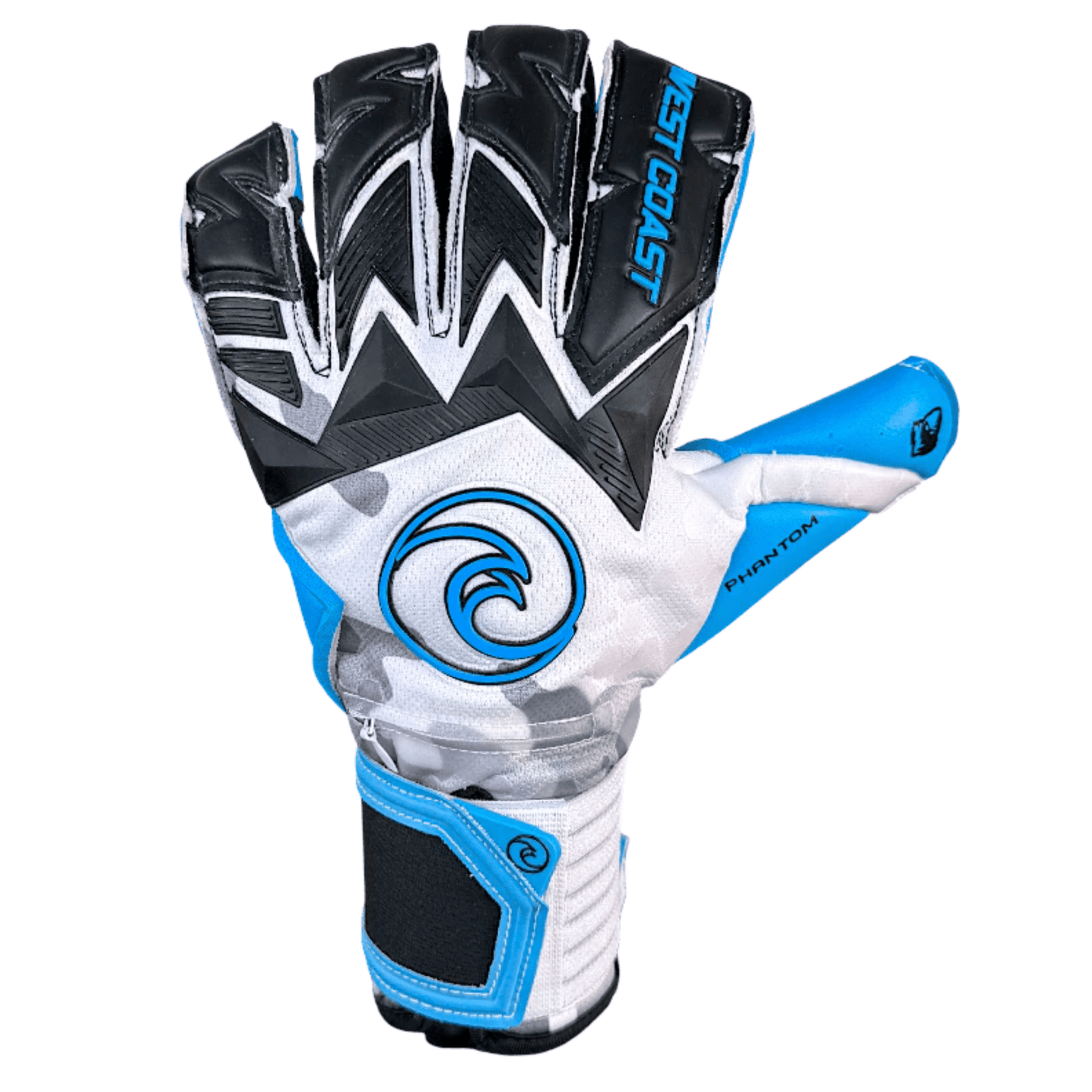 West Coast Phantom Cascade Goalkeeper Gloves (Black/Blue/White) | SoccerWearhouse