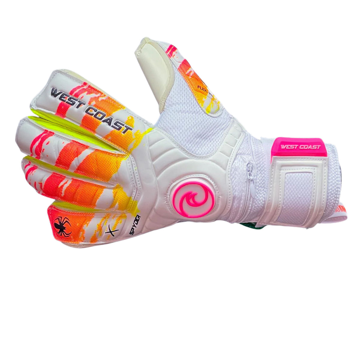 West Coast Spyder X Sunset Goalkeeper Gloves (White/Pink) | SoccerWearhouse