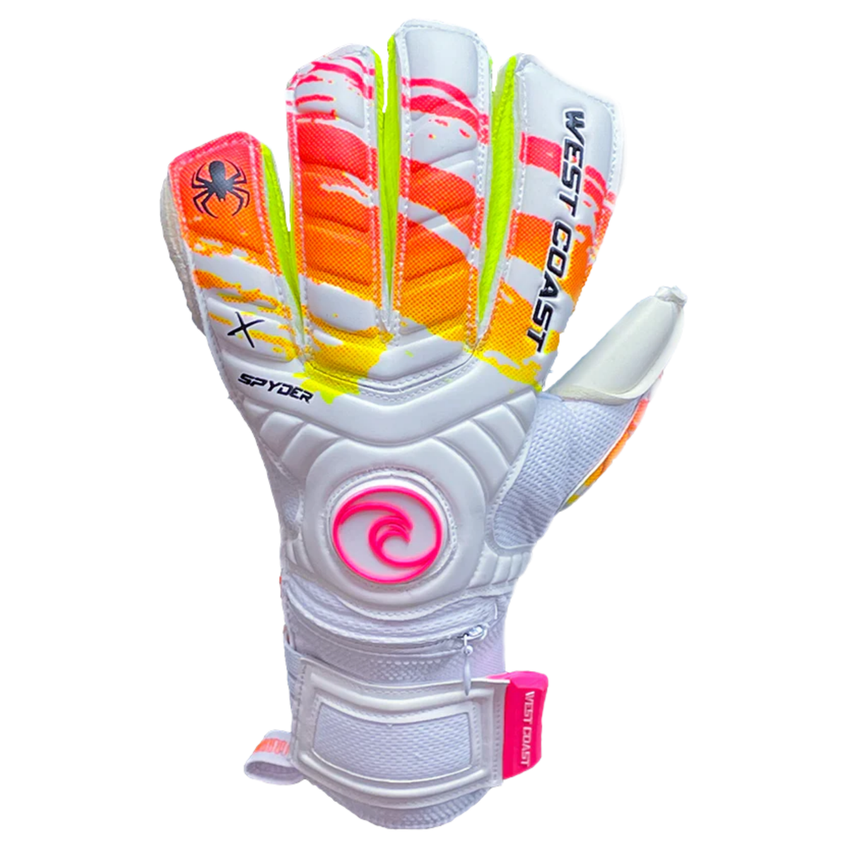 West Coast Spyder X Sunset Goalkeeper Gloves (White/Pink) | SoccerWearhouse