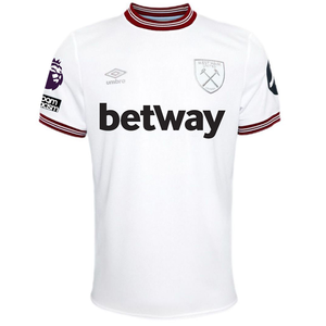 Umbro West Ham Cresswell Away Jersey w/ EPL + No Room For Racism Patches 23/24 (White)