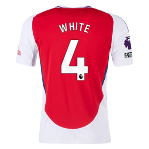 adidas Arsenal Ben White Home Jersey w/ EPL + No Room For Racism Patches 24/25 (Better Scarlet/White)