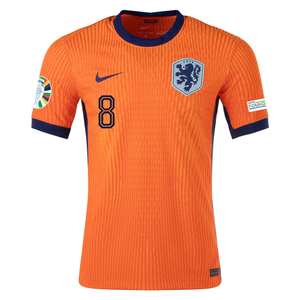 Nike Netherlands Match Authentic Georginio Wijnaldum Home Jersey w/ Euro 2024 Patches 24/25 (Safety Orange/Blue Void)