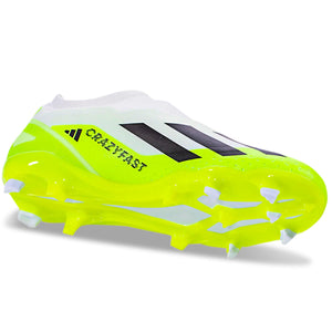 adidas X Crazyfast.3 LL Laceless Firm Ground Soccer Cleats (White/Lucid Lemon)