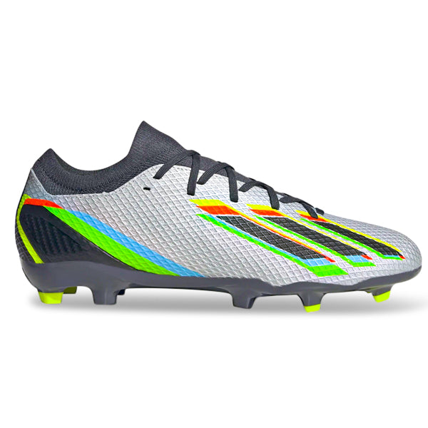 Botas de fútbol adidas X Speedportal.3 FG (plata metalizada/negro núcleo/amarillo solar)