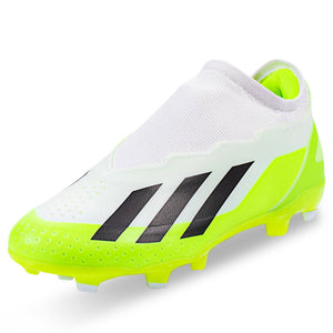 adidas X Crazyfast.3 LL Laceless Firm Ground Soccer Cleats (White/Lucid Lemon)