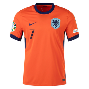 Nike Netherlands Xavi Simons Home Jersey w/ Euro 2024 Patches 24/25 (Safety Orange/Black)