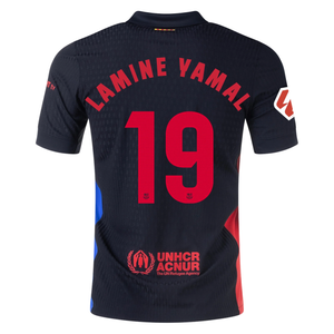 Nike Barcelona Authentic Lamine Yamal Away Jersey w/ La Liga Patch 24/25 (Black/University Red/Hyper Royal)