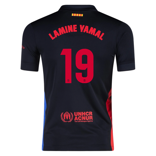NIKE FC BARCELONA 24/25 AWAY SHIRT WITH LAMINE YAMAL 19 AND UCL