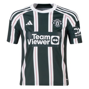 adidas Youth Manchester United Raphael Varane Away Jersey 23/24 (Green Night/Core White/Active Maroon)