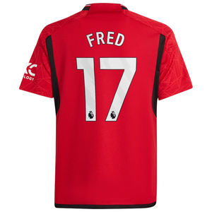 adidas Youth Manchester United Fred Home Jersey 23/24 (Team College Red)