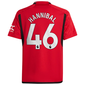 adidas Youth Manchester United Hannibal Mejbri Home Jersey 23/24 (Team College Red)