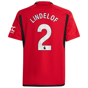 adidas Youth Manchester United Victor Lindelof Home Jersey 23/24 (Team College Red)