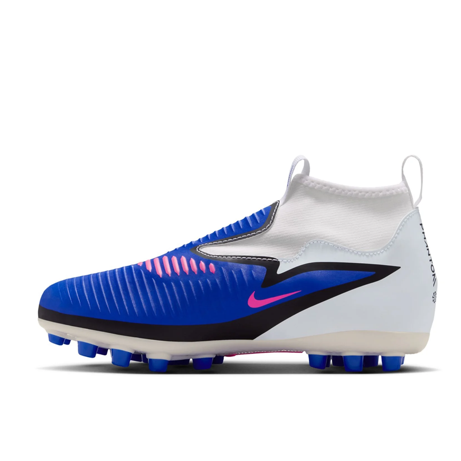 Nike Jr Phantom 6 High Academy FG/MG Soccer Cleats (Racer Blue/White)