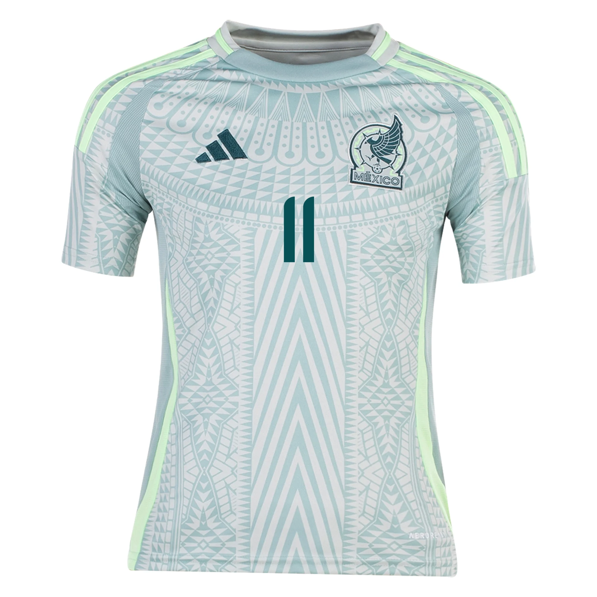 adidas Youth Mexico Santiago Giménez Away Jersey 24/25 (Linen Green ...