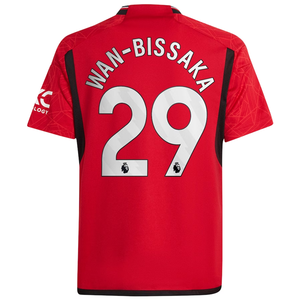 adidas Youth Manchester United Aaron Wan-Bissaka Home Jersey 23/24 (Team College Red)