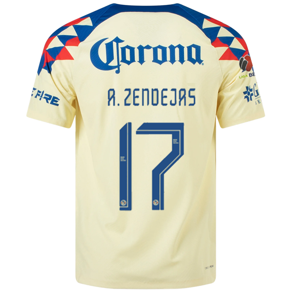 Nike Club America Authentic Alejandro Zendejas Match Home Jersey w/ Li ...