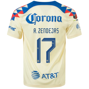 Nike Club America Alejandro Zendejas Home Jersey w/ Liga MX Patch 23/24 (Lemon Chiffon/Blue Jay)