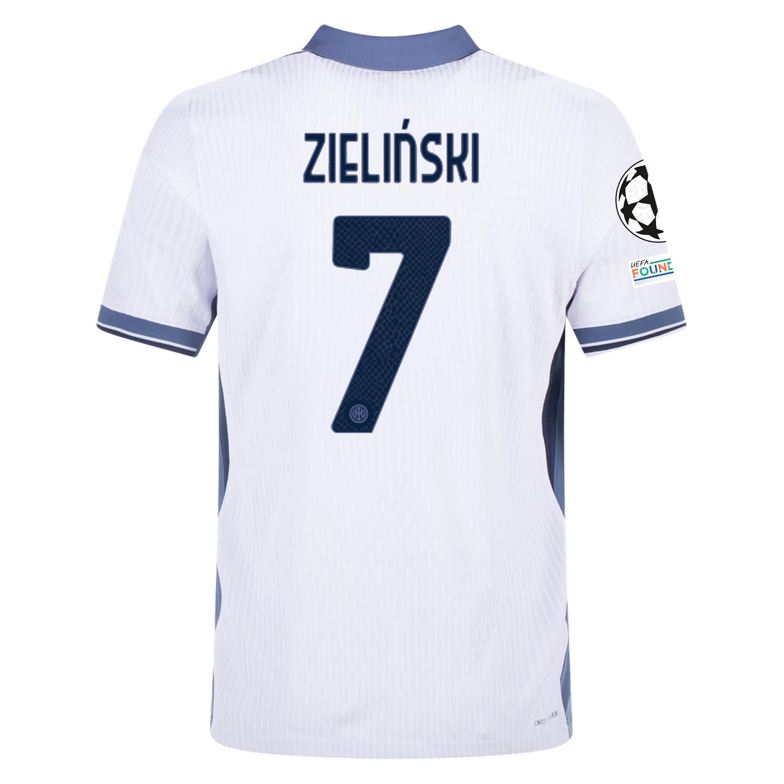 Nike Inter Milan Authentic Piotr Zieliński Away Jersey w/ Champions League + Scudetto Patch 24/25 (White/Silver)