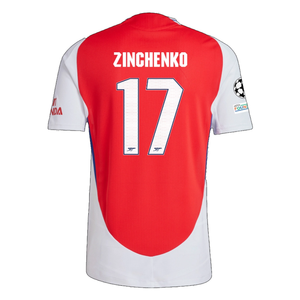 adidas Arsenal Authentic Oleksandr Zinchenko Home Jersey w/ Champions League Patches 24/25 (Better Scarlet/White)