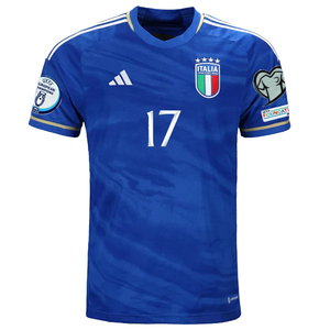 adidas Italy CIRO IMMOBILE Home Jersey w/ Euro Champion + Euro Qualifer Patches 22/23 (Blue)