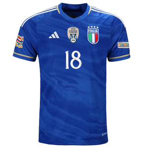adidas Italy Nicolò Barella Home Jersey w/ Euro Champion + Nations League Patches 22/23 (Blue)