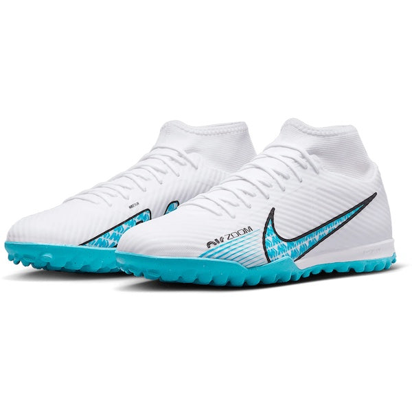 Torbellino colgar préstamo Nike Superfly 9 Academy Turf Soccer Shoes (White/Baltic Blue) - Soccer  Wearhouse