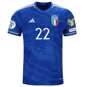 adidas Italy NICOLÒ ZANIOLO Home Jersey w/ Euro Champion + Euro Qualifer Patches 22/23 (Blue)