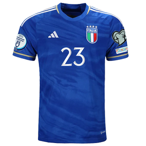 adidas Italy ALESSANDRO BASTONI Home Jersey w/ Euro Champion + Euro Qualifer Patches 22/23 (Blue)
