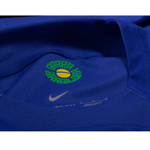 Nike Brazil Away Jersey 22/23 w/ World Cup 2022 Patches (Paramount Blue/Green Spark)