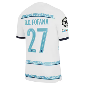 Nike Chelsea David Datro Fofana Away Jersey w/ Champions League + Club World Cup Patches 22/23 (White/College Navy)