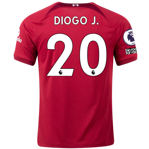 Liverpool Diogo Jota Home Jersey con EPL + No Room For Pat - Soccer Wearhouse