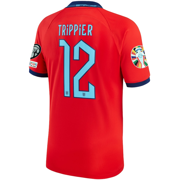 Nike England Kieran Trippier Away Jersey 22/23 w/ Euro Qualifier Patches (Challenge Red/Blue Void)